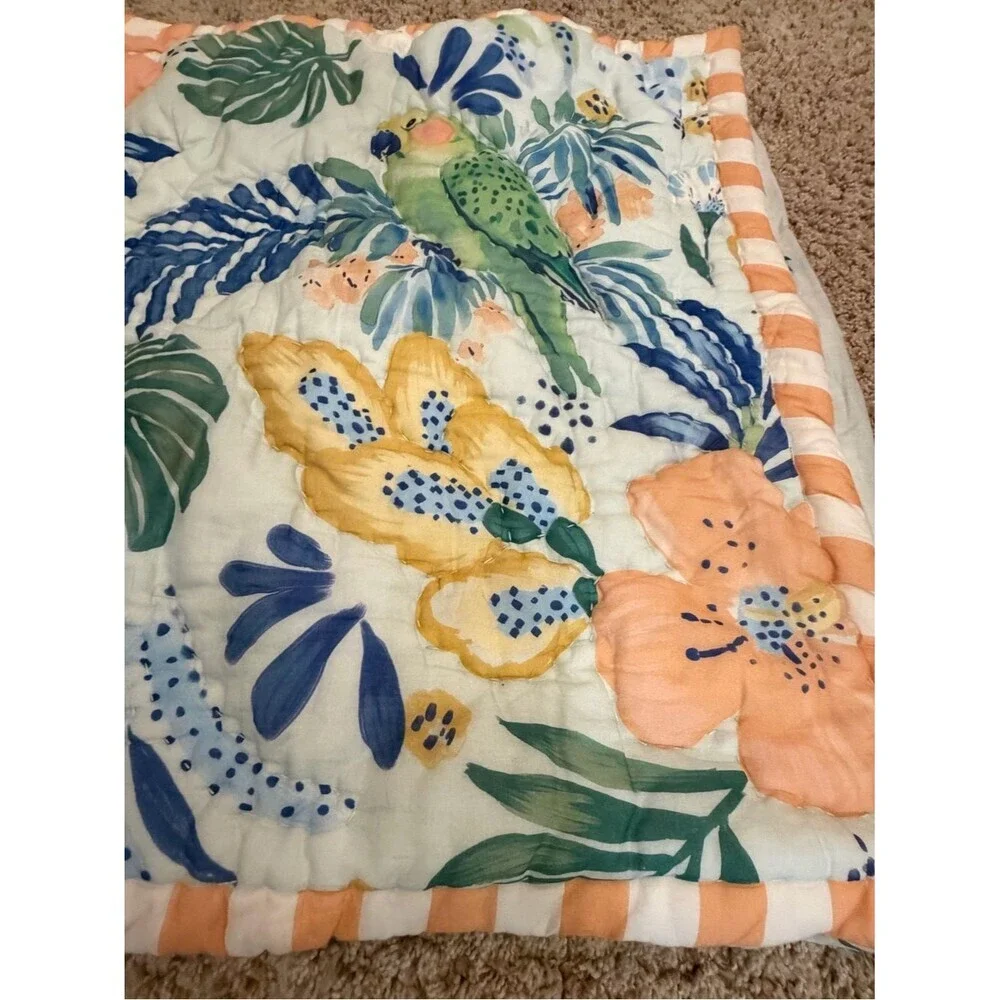 new Anthropologie Ellen merchant cotton voile euro pillow sham Floral Parrot